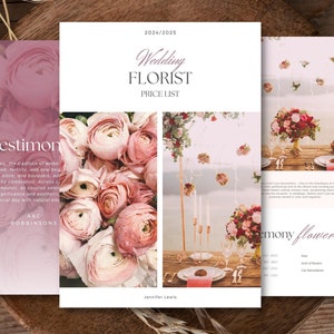 Przewodnik po cenach florystycznych dla ślubów z pakietami usług | Obszerny przewodnik powitalny dla firm florystycznych | Nowoczesne i eleganckie szablony cenowe