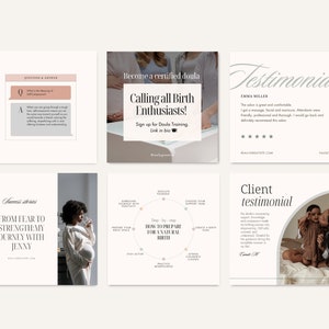 Doula Social Media Templates, Doula Instagram Stories, Instagram Highlights Covers, PostPartum Doula Content Idea, Facebook Post BirthENG