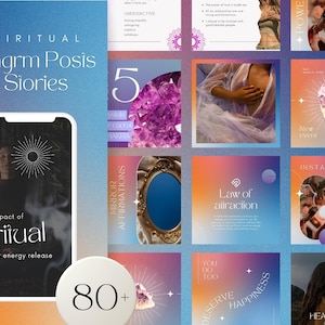 Spiritual Instagram Posts | Chakras Instagram Templates | Affirmations Instagram Posts | Instagram Stories Template | Instagram Feed