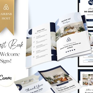 Modèle de pack d&#39;hôtes Airbnb fabriqué en Canva | Hébergement en location de vacances | Hébergement immobilier | Livre d&#39;or Airbnb | Livre d&#39;accueil Airbnb