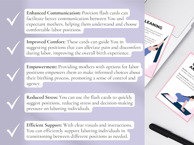 Labour/labor Positions Printable Flashcards, Childbirth Education Tool ...