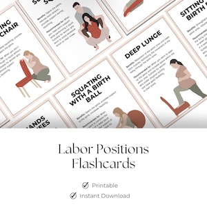 Cartes flash des positions syndicales à imprimer | Postes sociaux et avantages sociaux | Cartes éclair sur les positions syndicales | Cartes Doulas | Cartes Positions de naissance
