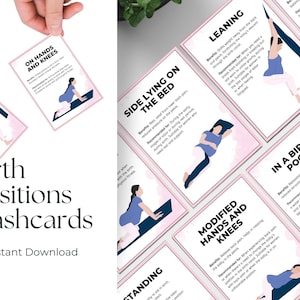 Cartes flash imprimables sur les postes de travail | Postes de travail alternatifs | Cartes doula | Outil d'éducation à l'accouchement naturel | Cartes Naissance