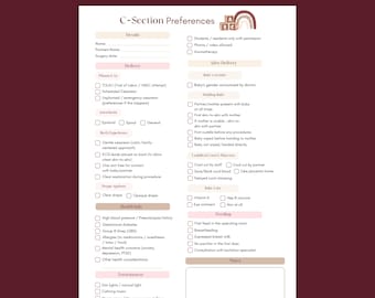 Bewerkbare sjabloon geboortevoorkeuren keizersnede | Zacht geboorteplan keizersnede | Afdrukbaar geboorteplan downloaden (pdf + canva)