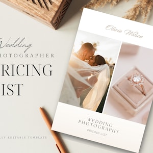 Photography Pricing Template, Wedding Photographer Pricing Template, Price List Template, Wedding Pricing Guide PhotographerBusinessTemplate