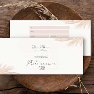 Photographer Gift Certificate Template, Invitation for Photo Session, Photography Gift Card, Gift Card Templates, Printable gift certificate