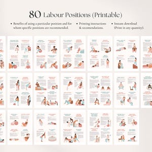 Labour Positions Flashcards, for Doulas, Midwives, Pregnant Ladies