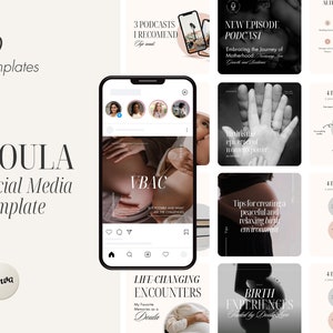 Doula Social Media Posts Templates, PostPartum Midwife Doula Content Idea, Pregnancy Marketing, Facebook Instagram Post Birth ENG, Baby Post