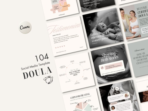 Doula Instagram Templates, Childbirth Education Content, Birth Worker Social Media Posts,  Doula Branding, Template instagram education