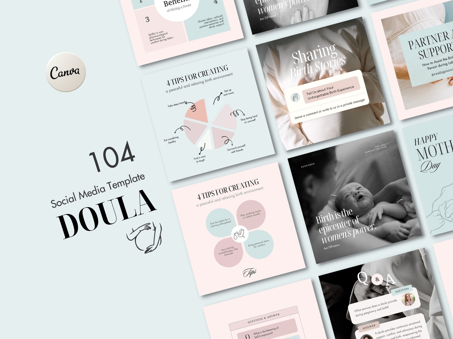 Doula Social Media Templates, Midwife Content Ideas, Doula Instagram ...