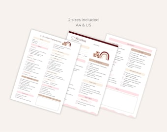 Zacht geboorteplan keizersnede | Bewerkbare sjabloon geboortevoorkeuren keizersnede | Afdrukbaar geboorteplan downloaden (pdf + canva)