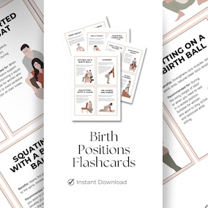 Labor positions flash cards printable | Labor positions and benefits | Labor positions flash cards | Doula Cards  | Birth Positions Cards