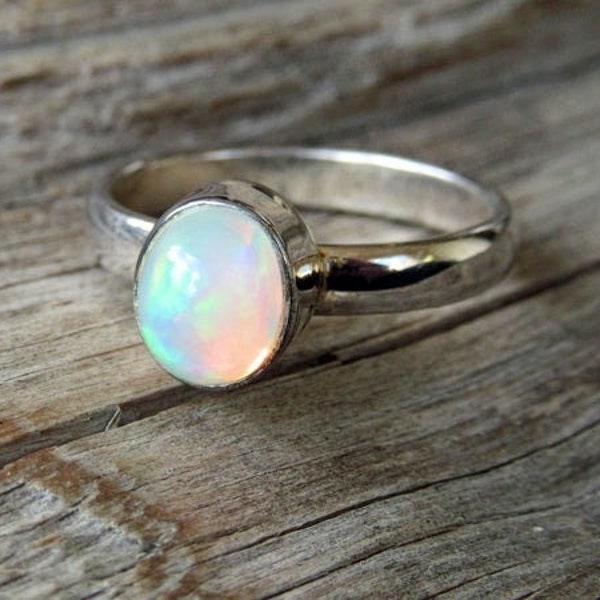 Flashy Welo Opal Ring, 925 Sterling Silver, October Birthstone, Opal Ring, Cabochon Ring, Opal Jewelry, Anniversary Ring Gift For Girlfriend