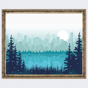 Cityscape In Winter | Winter Art | Digital Download