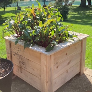 Extra Large 100% Natural Cedar Raised Planter Box, USA Hand Made, Free Shipping