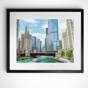 Chicago River, Chicago Bridge, Trump Tower Chicago, Illinois - Chicago Fotografie, Wandkunst, Chicago Kunstdruck, Innendekor