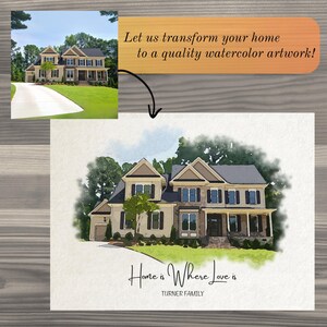 Custom Home Watercolor Portrait From Photo, Wall Art, Housewarming Gift, Our First home sign, sign, Watercolor home, Home Decor