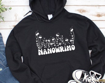 NaNoWriMo Hooded Sweatshirt, Mushroom Hoodie, Writer Hoodie, Author Hoodie, NaNoWriMo Hoodie