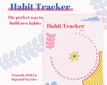 Cute Circle Habit Tracker, Fun Design (Digital PNG/Printable PDF)