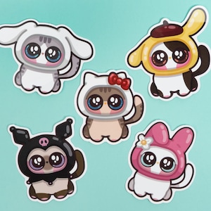 Chibi Kawaii Kitty Vinyl Sticker | Cartoon Art One-Sided Glossy Print | Cute Japanese Kitty Gift For Pet Anime Lovers