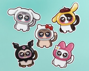 Chibi Kawaii Kitty Vinyl Sticker | Cartoon Art One-Sided Glossy Print | Cute Japanese Kitty Gift For Pet Anime Lovers