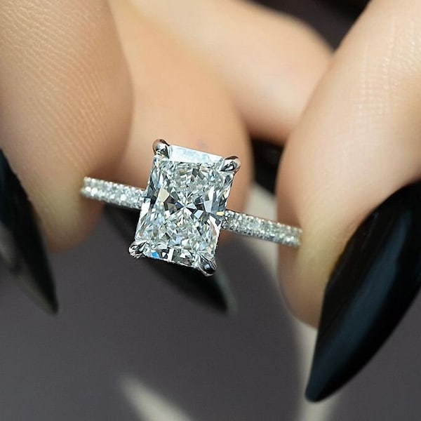 Radiant Cut Diamond Wedding Set Etsy