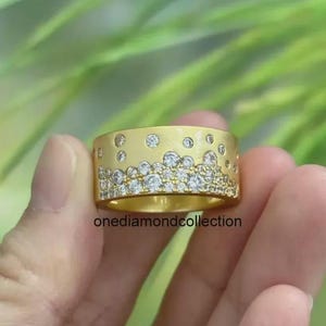 Gorgeous Wedding Band 3.6TCW Round Cut Moissanite Diamond Band | Half Eternity With Flush Set Band | Cigar Band | 10k Yellow Band Gold Band
