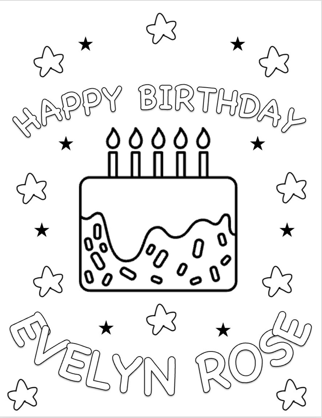 Customizable Birthday Coloring Page - Etsy