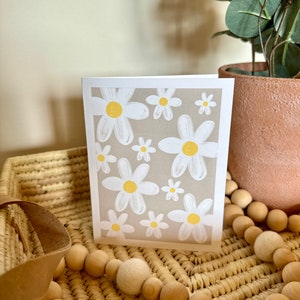 Carte vierge imprimable, téléchargement numérique instantané, impression à la maison, carte marguerite, carte vierge simple, carte vierge minimale, carte florale, carte florale