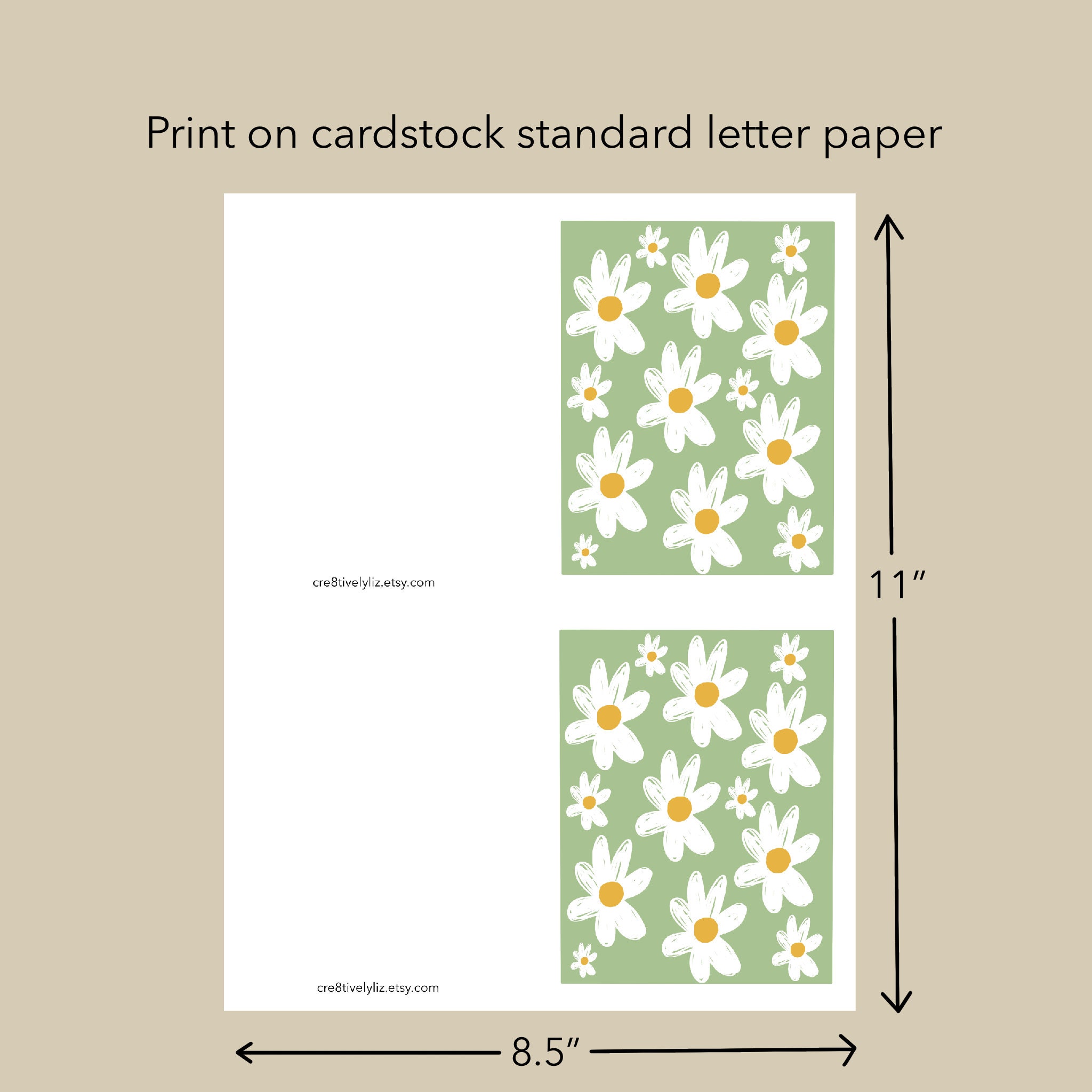 Daisy Greeting Card: Printable Floral Blank Card (digital Download) - Etsy