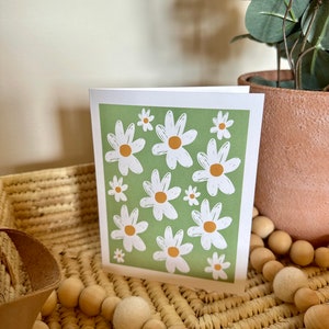 Cartão em branco para impressão, download digital instantâneo, cartão de felicitações de margaridas, cartão para impressão, cartão em branco minimalista, cartão de margaridas, cartão floral simples