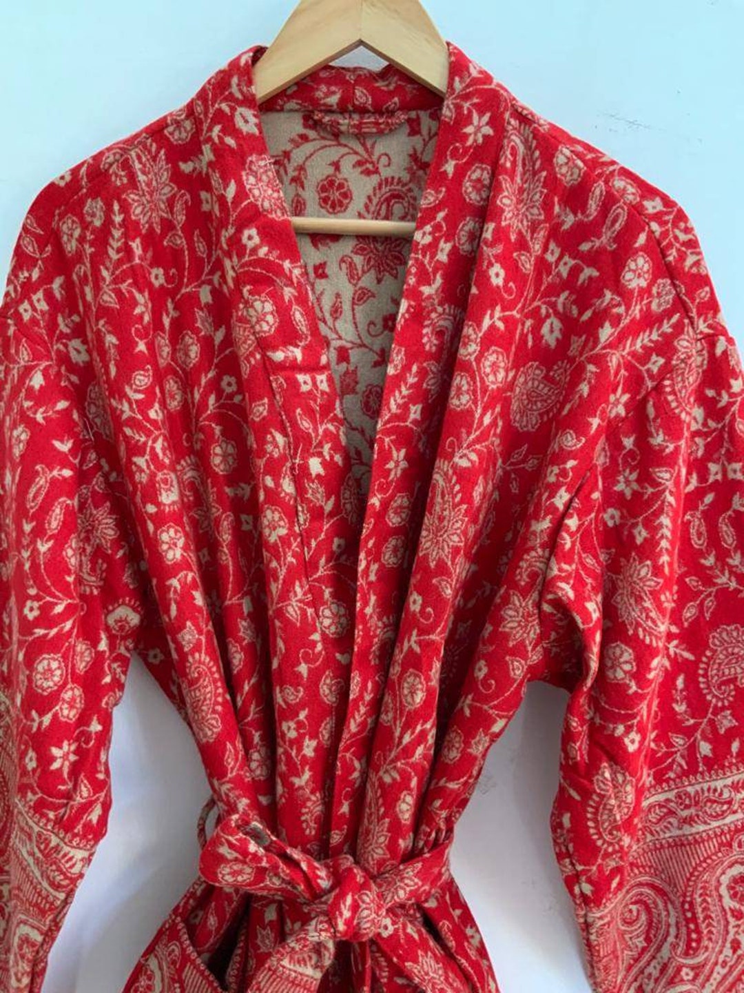 Red Yak Wool Unisex Kimono/robehandmade Kimonowinter - Etsy