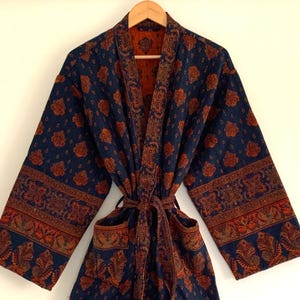 Beautiful Blue Yak Wool Blend Unisex Kimono/Robe,Handmade Kimono,Winter Special,HouseRobe,Perfect For Gift Someone Special/Occasionally.