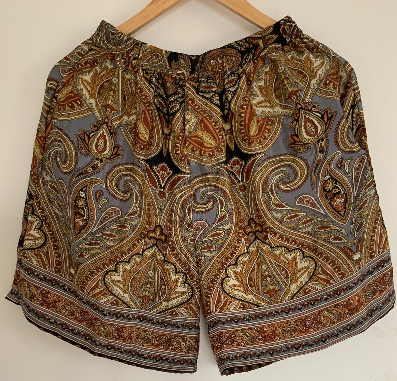 Brown-Grey Men's Silk Blend Short Boxer,Nightwear, Loungewear,Beachwear,Housewear,Holidays wear or Everyday Use