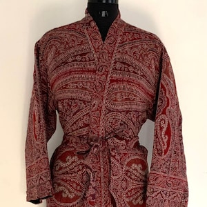 Handmade Merino Boiled Wool Kimono Robe: Unisex Lounge Wear