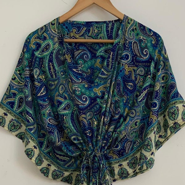 Wunderschöne grüne Farbe aus reiner Seidenmischung Kaftan, langer Kimono, Luxus Loungewear, Hausrobe, Kaftan, Strandbekleidung, lange Maxi, Umstandskleid, Nachtwäsche