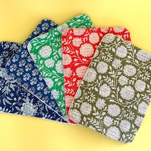 15&quot;-16” Laptop Waterproof Protector/Sleeve,100%  Pure Cotton Block Print Quilted Handmade Laptop Pouch,Macbook Air Cover,