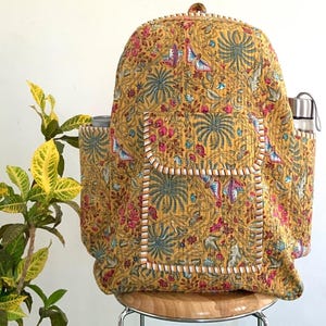 Quilted Mustard Women’s Backpack - Stylish Everyday Bag Fashion Quilted Backpack for Women Lightweight Travel  main image 3