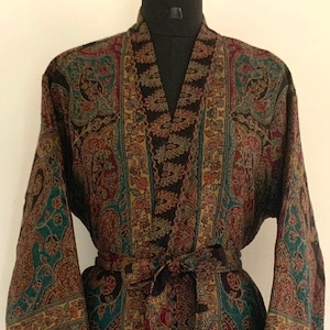 Merino Boiled Wool Kimono Robe: Handmade Unisex Loungewear
