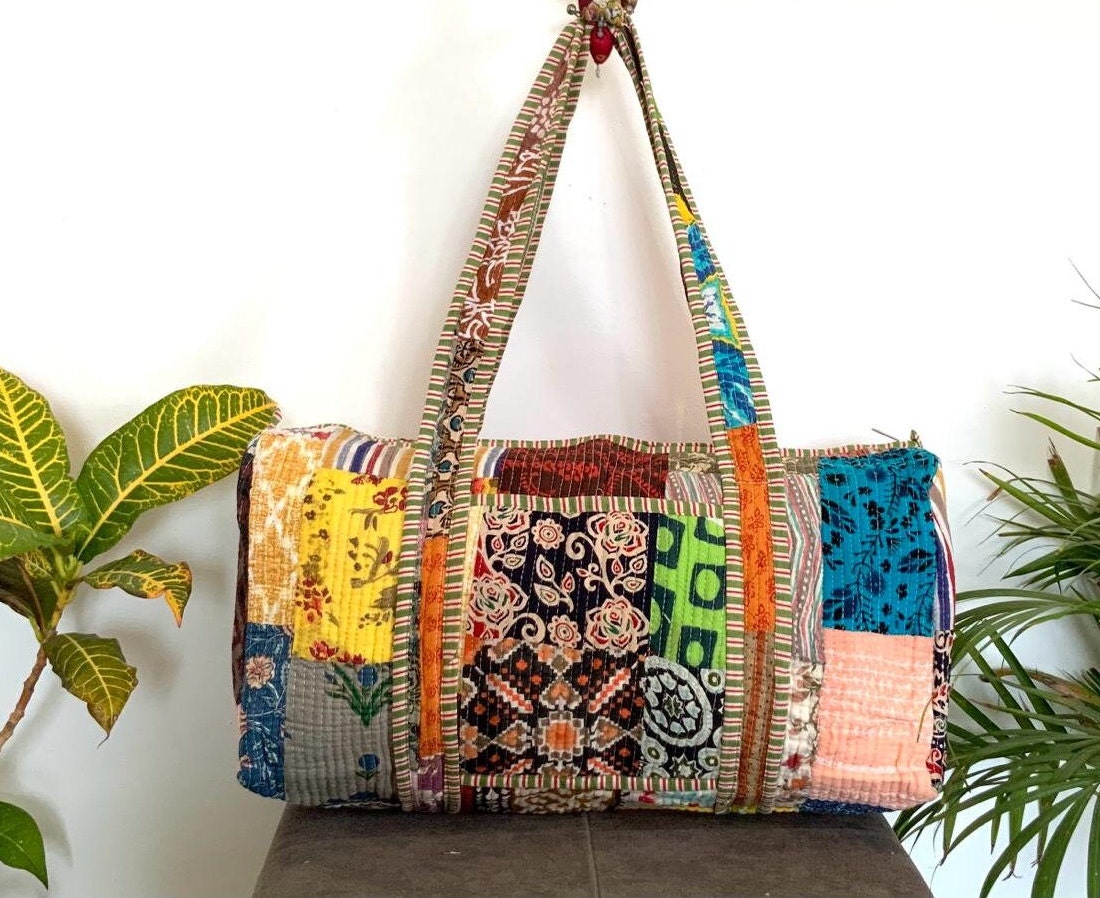 なおみママ様　cotton&steal fabric handmade bag Beautiful Multi Shade Patchwork Handmade Cotton Block Print Duffle