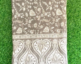 Chal/tiro de mezcla de lana de yak con diseño de corazón gris unisex, manta de meditación suave reversible, manta de estudio/viaje, chal tibetano, regalo de alta calidad