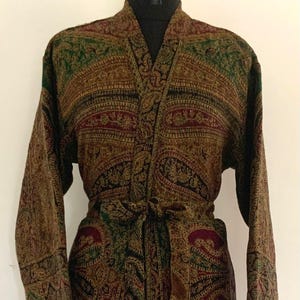 Handmade Merino Boiled Wool Kimono Robe: Multi Shade Unisex Jacket