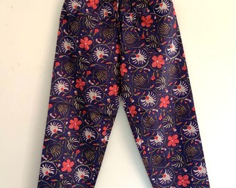 Blue Floral Cotton Trousers: Lightweight Summer Loungewear