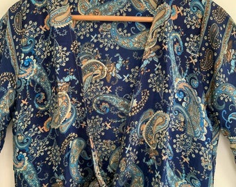 Blue Paisley Fancy Silk Crop Top,Tie Dye Crop Top, New Style Top.