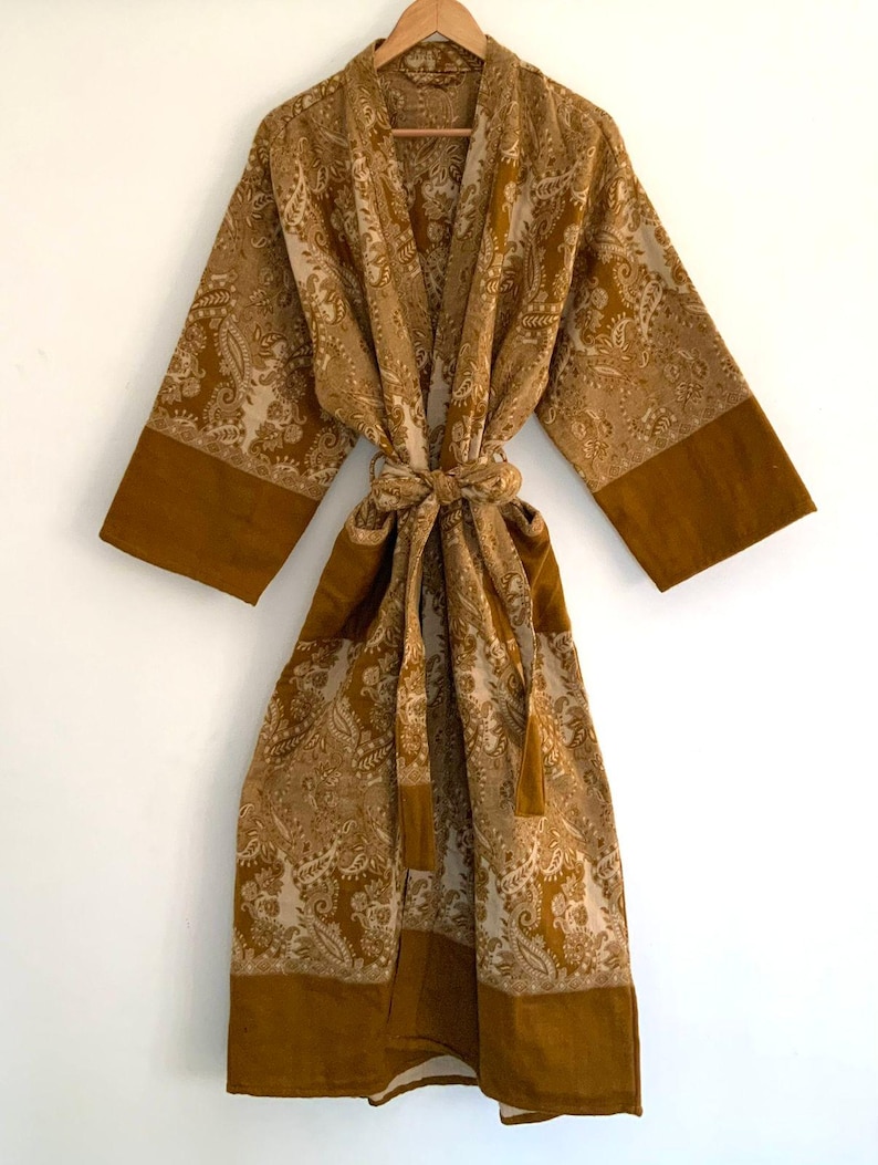 Kingly Wool Robe Dijon Yak Wool Blend Kimono Robe: Handmade Unisex Loungewear - Etsy