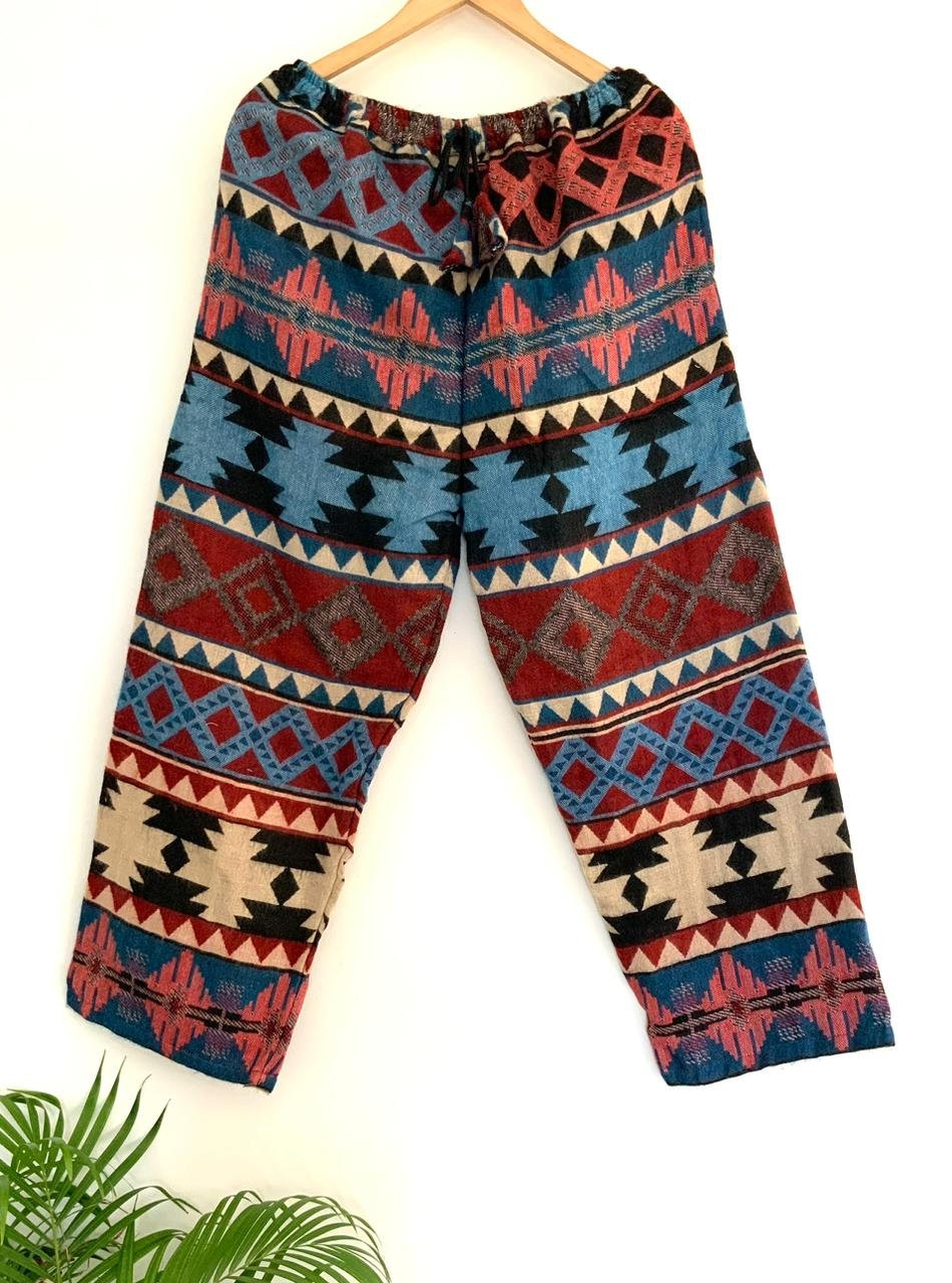 Unisex Tibetan Yak Wool Blend Rani-blue Trousers Perfect for