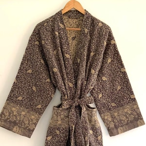 Kimono unisex fatto a mano in misto lana di yak, speciale invernale, tradizionale vestaglia, kimono/veste grigio tortora, perfetto come regalo per una persona speciale/occasionale