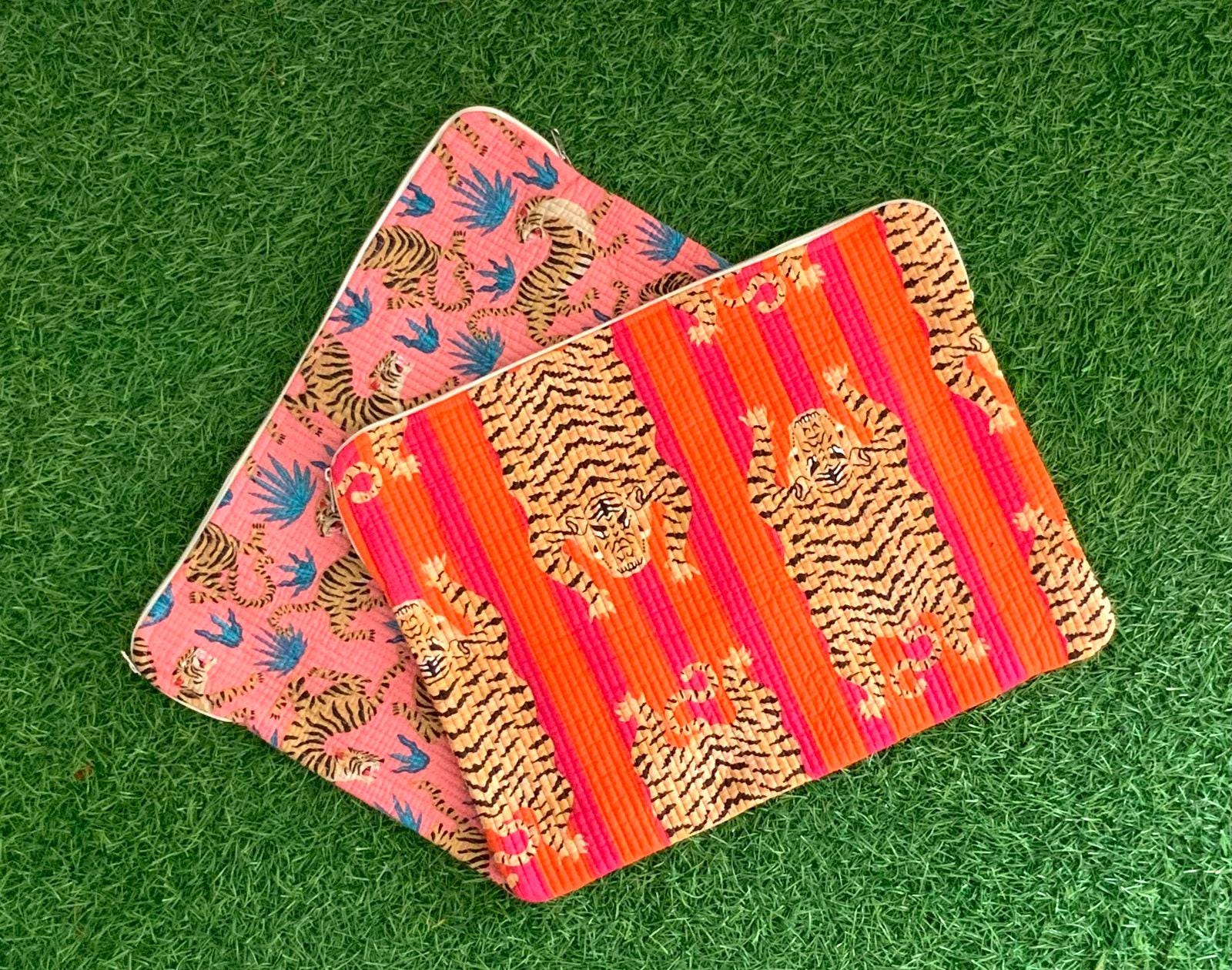 15"-16”-17" Laptop Waterproof Protector/Sleeve,100%  Pure Cotton Block Print Quilted Handmade Laptop Pouch,Macbook Air Cover/Sleeve