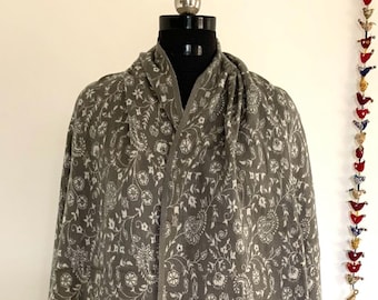 Hermoso chal/manta de mezcla de lana de yak gris, manta de meditación suave reversible, manta de estudio/viaje, chal tibetano, regalo de alta calidad