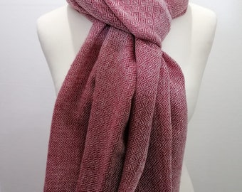 Burgundy Dimond Pattern Handmade Cashmere Scarf,Hand Woven in Nepal,High Quality perfect for Gift Someone Special or Occasionally